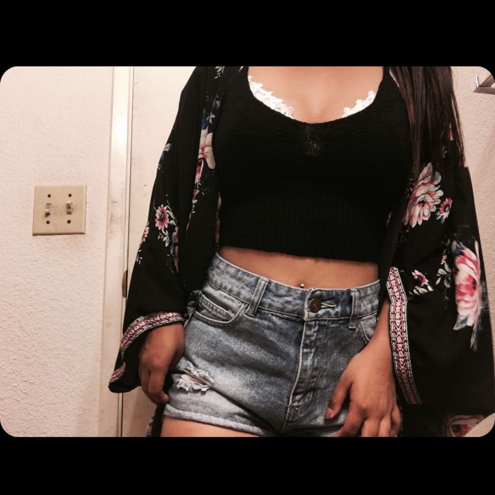 Black cami crochet top